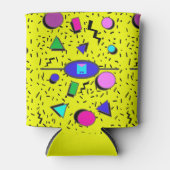 黄色80sメンフィス抽象芸術スタイルレトロシームレス 缶クーラー (正面)