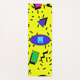 黄色80sメンフィス抽象芸術スタイルレトロモノグラム ヨガマット