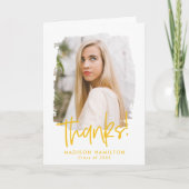 黄色 | おしゃれなスクリプト写真 卒業 サンキューカード (正面)