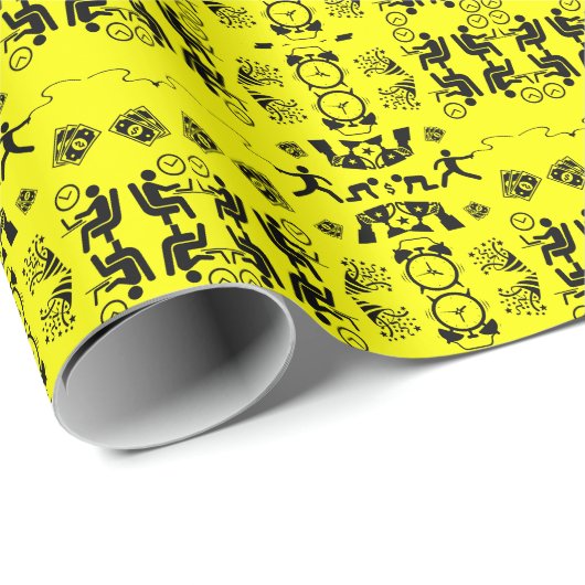 黄色 お仕事おめでとうございます ラッピングペーパー (ロールコーナー)