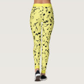 黄色（またはYour Col）のブラックミュージックノート レギンス (裏面)