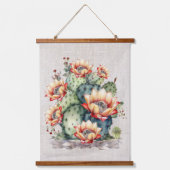 黄色/オレンジ色の花サボテン 吊り下げ型タペストリー (正面)