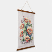 黄色/オレンジ色の花サボテン 吊り下げ型タペストリー (傾斜あり)