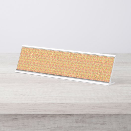 黄色、オレンジ、および茶色のラッピング紙シートar デスクネームプレート (正面)