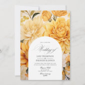 黄色、オレンジ、アイボリーフローラ結婚式招待状 招待状 (正面)