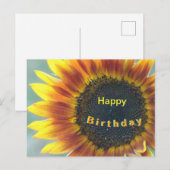 黄色 オレンジ ヒマワリ ハッピー バースデー ポストカード (正面/裏面)
