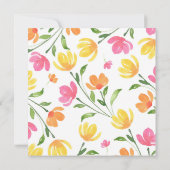 黄色 オレンジ ピンクの水彩花茎パターン 招待状 (裏面)