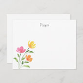 黄色、オレンジ、ピンクの水色のフローラ茎 ノートカード (正面/裏面)