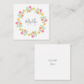 黄色、オレンジ、ピンクの水色フローラリース注 ノートカード (正面/裏面)
