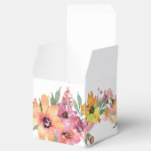 黄色、オレンジ、ピンクの花模様結婚式の引き出物ボックス フェイバーボックス (オープン)