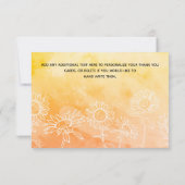 黄色 オレンジ 白 花のカリグラフィー エレガント サンキューカード (裏面)