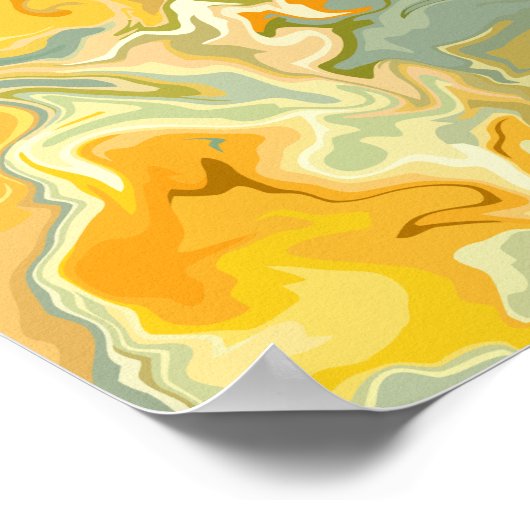 黄色、オレンジ、緑の抽象芸術流体アート ポスター (角)