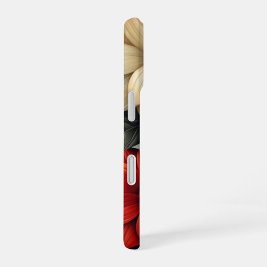 黄色、オレンジ、赤い花 iPhone 16ケース (右側面)