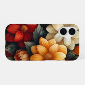 黄色、オレンジ、赤色の花 iPhone 16ケース (裏面横)