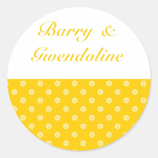 黄色+カスタム色花点 ラウンドシール (正面)