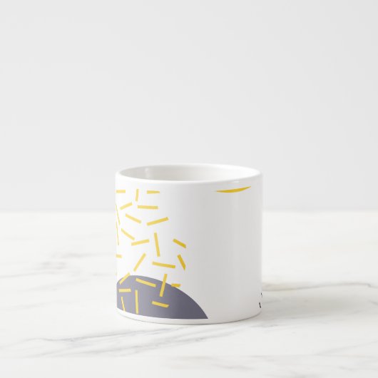 黄色、カッコいい、モダントレンディー幾何学模様 エスプレッソカップ (正面)