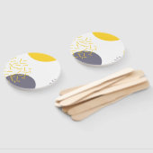 黄色、カッコいい、モダントレンディー幾何学模様 ハンドファン (組立なし)