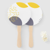 黄色、カッコいい、モダントレンディー幾何学模様 ハンドファン (正面&裏面)