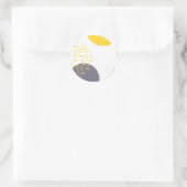 黄色、カッコいい、モダントレンディー幾何学模様 ラウンドシール (バッグ)