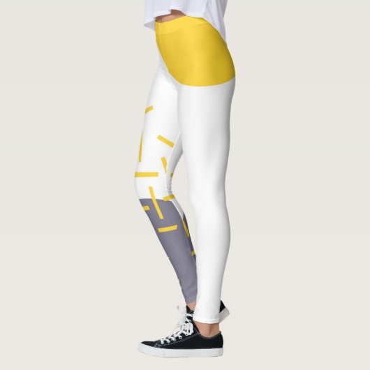 黄色、カッコいい、モダントレンディー幾何学模様 レギンス (左)