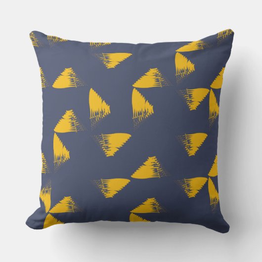 黄色、カッコいい、ユニークトレンディー三角形 クッション (正面)