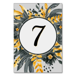 黄色+グレーフローラ水色エレガントな結婚式 テーブルナンバー