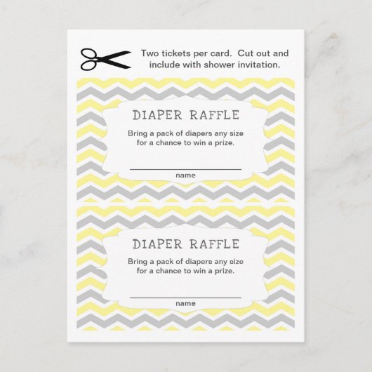 黄色 グレー おむつ くじ 券、大量セット インビテーションポストカード (正面)