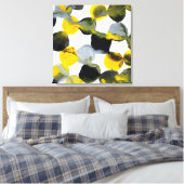 黄色、グレー、および黒の相互作用パターン キャンバスプリント (インサイチュ (寝室))
