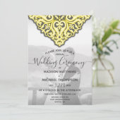 黄色 グレー バーチャル ウェディング ライブストリーミング ウェディング 招待状 (スタンド正面)