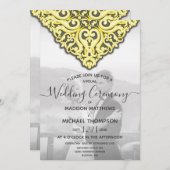 黄色 グレー バーチャル ウェディング ライブストリーミング ウェディング 招待状 (正面/裏面)