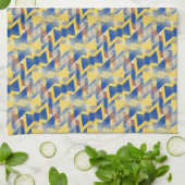 黄色+シルバーブルーボウタイパタン キッチンタオル (折り畳み)