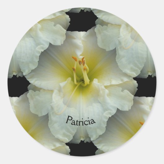 黄色/シームレスなタイル模様の白い白 ラウンドシール (正面)