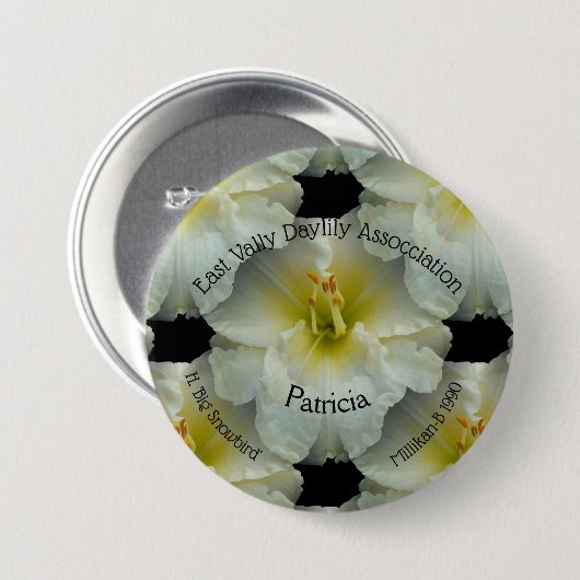 黄色/シームレスなタイル模様の白い白 缶バッジ (正面&裏面)