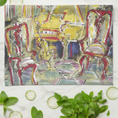 黄色、チェロ キッチンタオル (折り畳み)