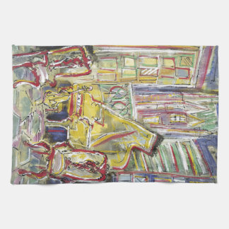 黄色、チェロ キッチンタオル