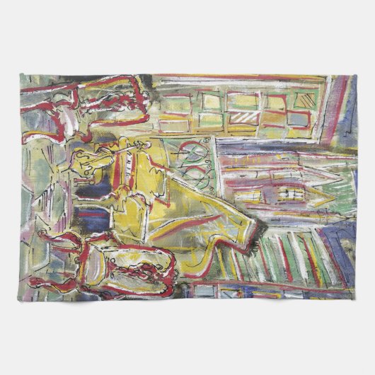 黄色、チェロ キッチンタオル (横)