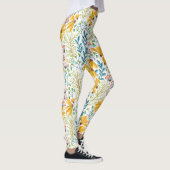 黄色、ティール(緑がかった色)、ピンクの春の花レギンス レギンス (右)