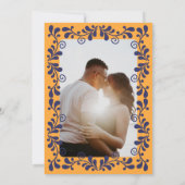 黄色 ネイビーブルー メキシコ フィエスタ タレーラ フォト セーブザデート (裏面)