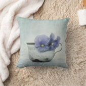 黄色(パンジーの枕)のヒントを含む春の青 クッション (ブランケット)