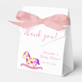 黄色、ピンクのロッキングホース赤ちゃんシャワーパーティー フェイバーボックス