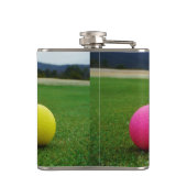 黄色、ピンク、白のゴルフボール フラスク (裏面)