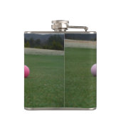 黄色、ピンク、白のゴルフボール フラスク (裏面)