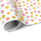 黄色、ピンク、緑の水玉模様ラッピング紙 ラッピングペーパー (ロールコーナー)