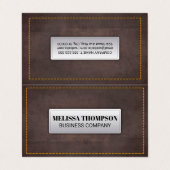 黄色 |ブラウンレザーテクスチャ 名刺 (外部フラット)