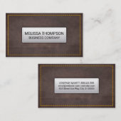 黄色 |ブラウンレザーテクスチャ 名刺 (正面/裏面)