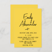 黄色、モダンおもしろい結婚式招待状 招待状 (正面/裏面)