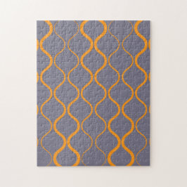 黄色、レトロ、カッコいいトレンディー曲線イラストレーション ジグソーパズル