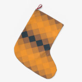 黄色、幾何学的、活気のある、抽象芸術トレンディーパターン ラージクリスマスストッキング (正面 (吊り時))