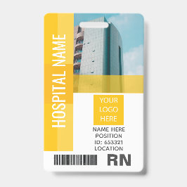 黄色 従業員写真 バーコード ロゴ 名前 ID バッジ