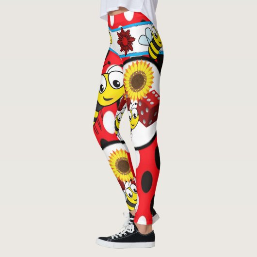 黄色(昆虫)マルハナバチ赤レギンス長10代の若者 レギンス (左)